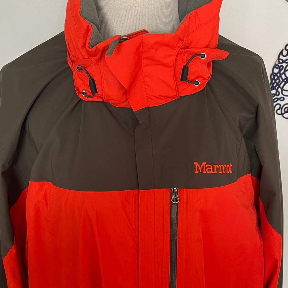 Marmot Men's Orange and Dark Gray Raincoat - Picture 2 of 9